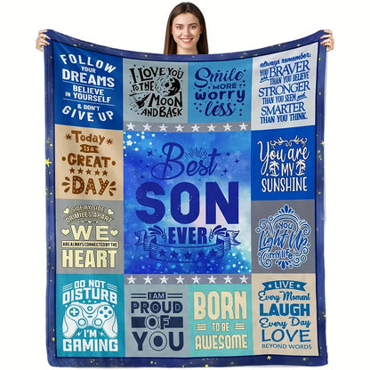 Aonana “To My Son” Love Messages Flannel Blanket
