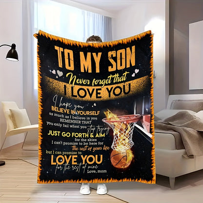 Aonana “To My Son” Basketball Flannel Blanket