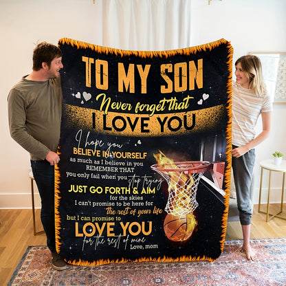 Aonana “To My Son” Basketball Flannel Blanket
