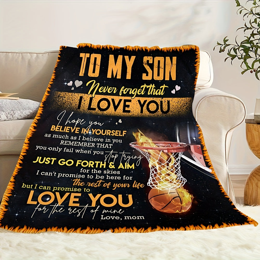 Aonana “To My Son” Basketball Flannel Blanket