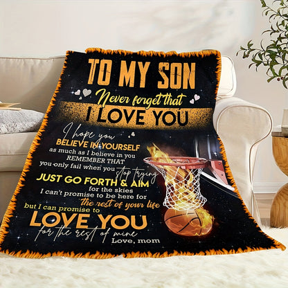 Aonana “To My Son” Basketball Flannel Blanket