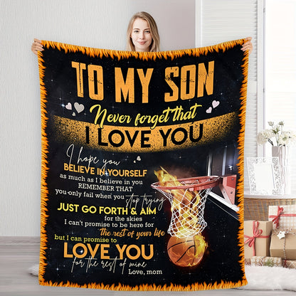 Aonana “To My Son” Basketball Flannel Blanket