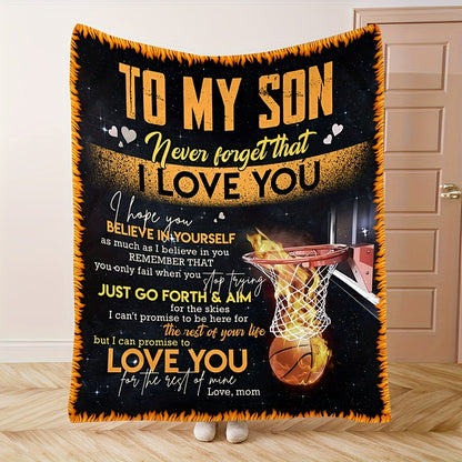 Aonana “To My Son” Basketball Flannel Blanket