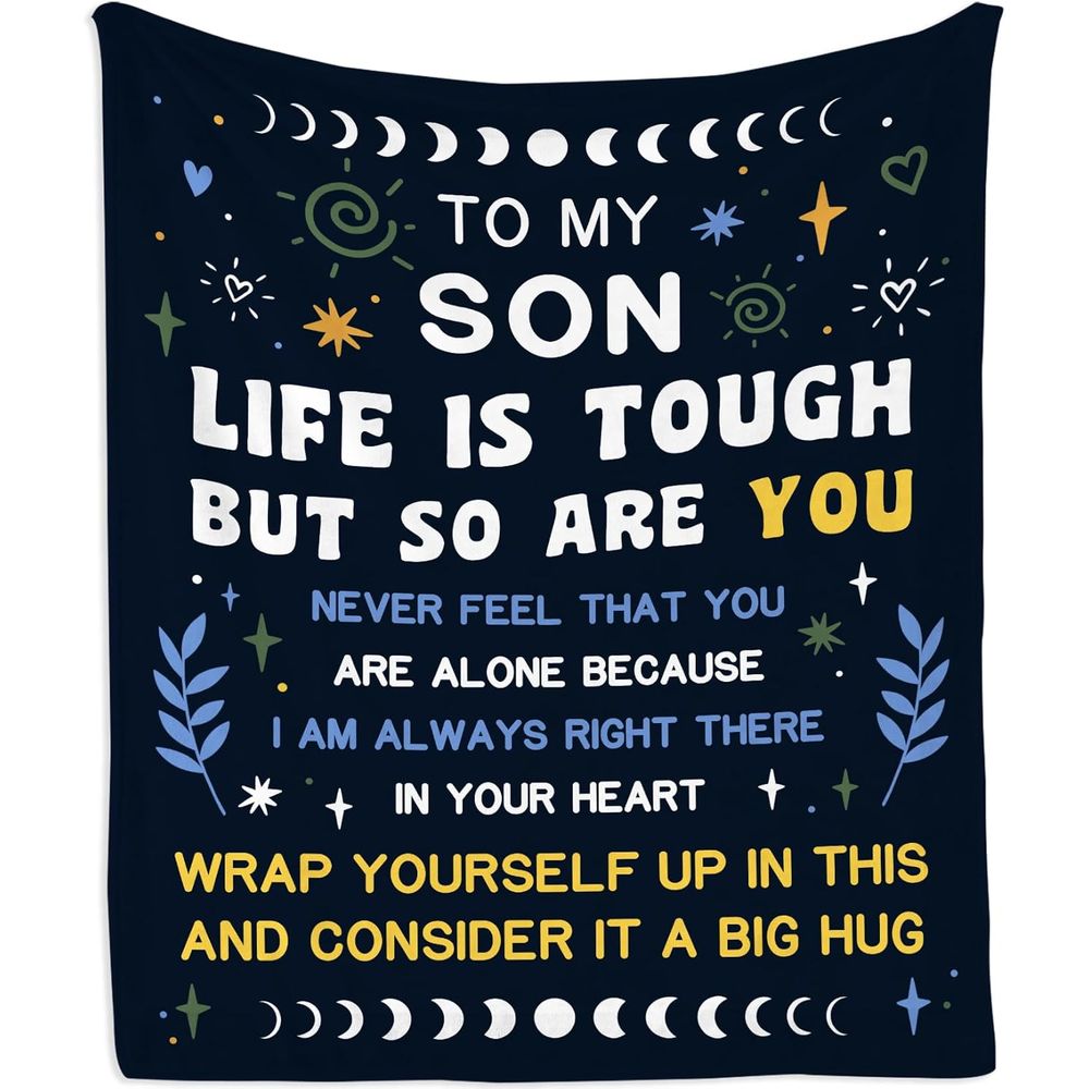 GiftoLuck “To My Son” Flannel Blanket – “Never Forget That I Love You” Inspirational Gift from Mom or Dad