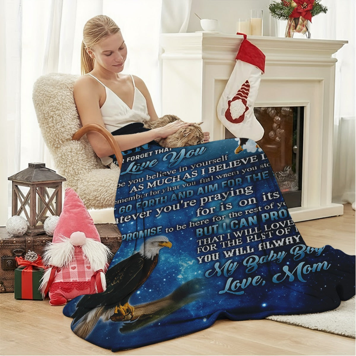 GiftoLuck “To My Son” Flannel Blanket – “Never Forget That I Love You” Inspirational Gift from Mom or Dad