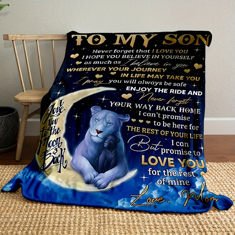 GiftoLuck “To My Son” Flannel Blanket – “Never Forget That I Love You” Inspirational Gift from Mom or Dad