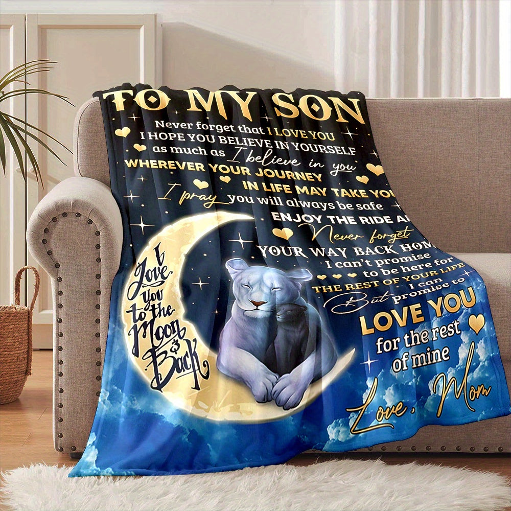 GiftoLuck “To My Son” Flannel Blanket – “Never Forget That I Love You” Inspirational Gift from Mom or Dad