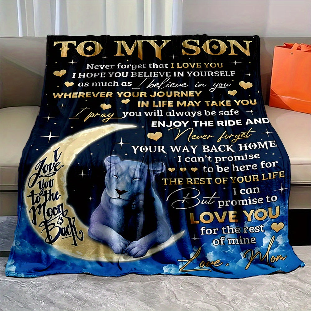 GiftoLuck “To My Son” Flannel Blanket – “Never Forget That I Love You” Inspirational Gift from Mom or Dad