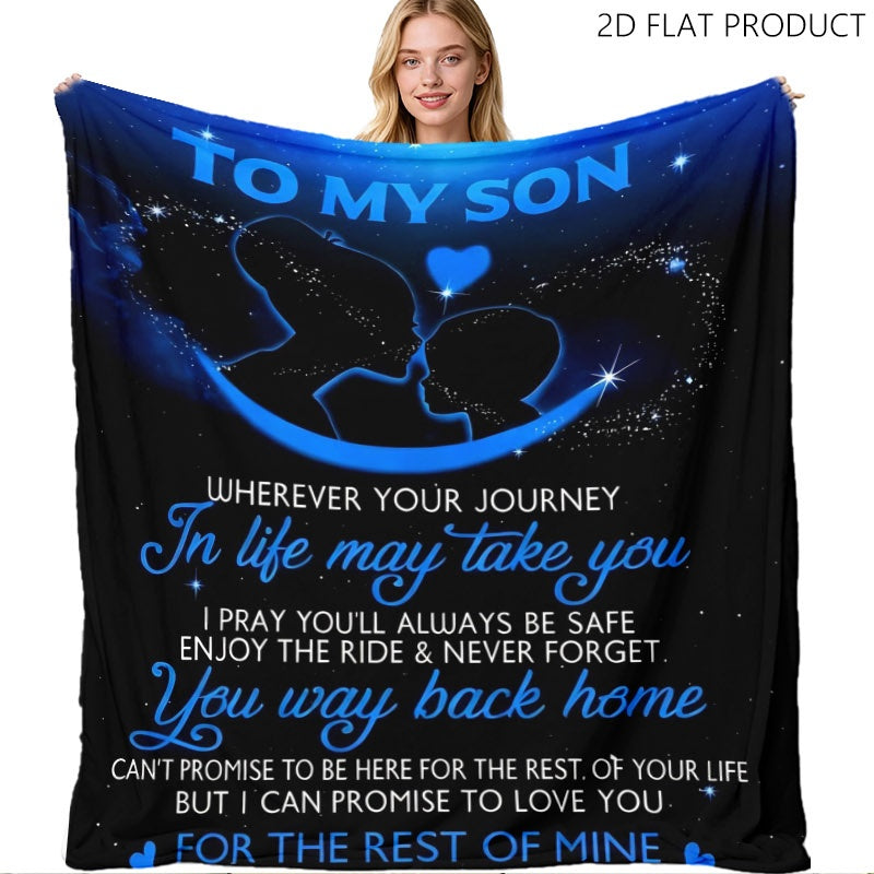 GiftoLuck “To My Son” Flannel Blanket – “Never Forget That I Love You” Inspirational Gift from Mom or Dad