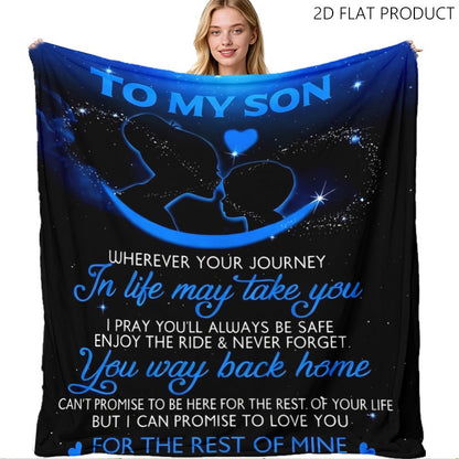 GiftoLuck “To My Son” Flannel Blanket – “Never Forget That I Love You” Inspirational Gift from Mom or Dad