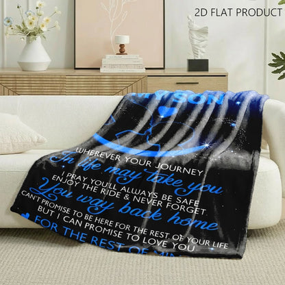 GiftoLuck “To My Son” Flannel Blanket – “Never Forget That I Love You” Inspirational Gift from Mom or Dad