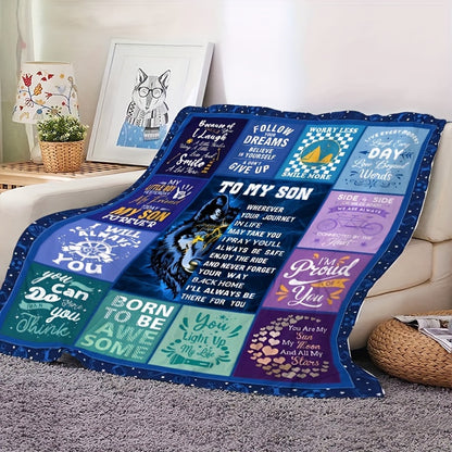 GiftoLuck “To My Son” Flannel Blanket – “Never Forget That I Love You” Inspirational Gift from Mom or Dad
