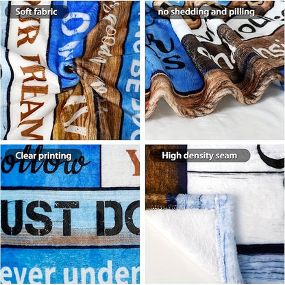 GiftoLuck “To My Son” Flannel Blanket – “Never Forget That I Love You” Inspirational Gift from Mom or Dad