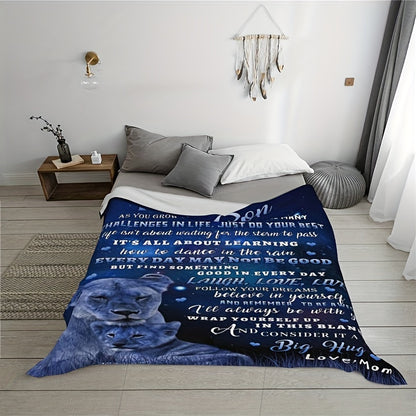 GiftoLuck “To My Son” Flannel Blanket – “Never Forget That I Love You” Inspirational Gift from Mom or Dad