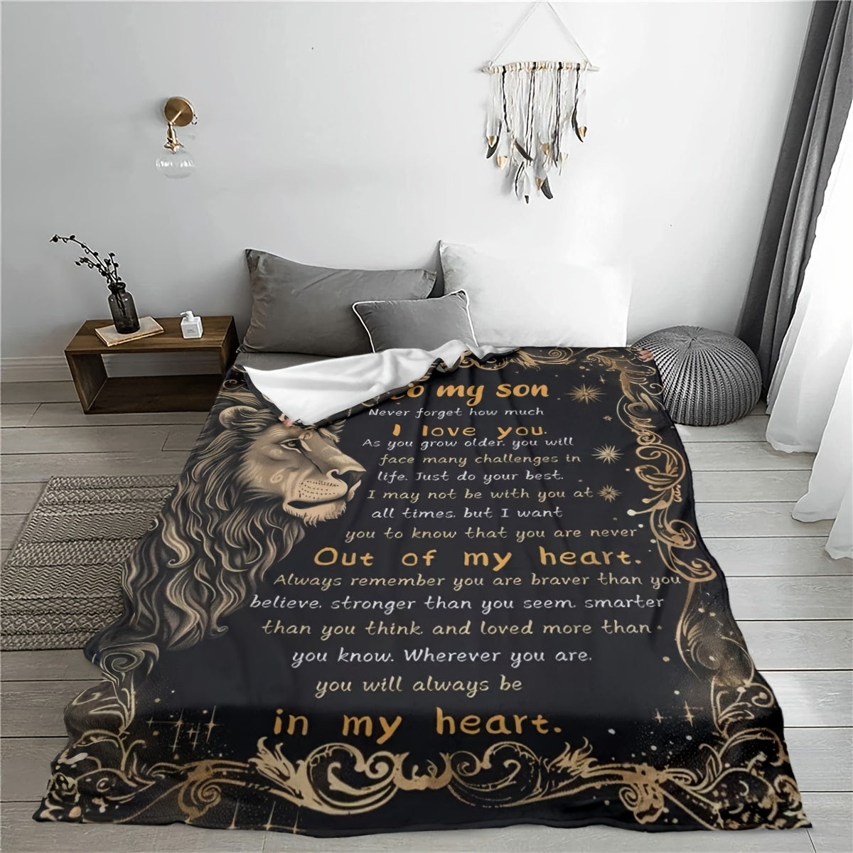 GiftoLuck “To My Son” Flannel Blanket – “Never Forget That I Love You” Inspirational Gift from Mom or Dad