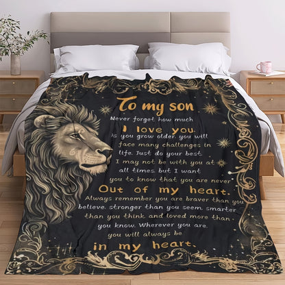 GiftoLuck “To My Son” Flannel Blanket – “Never Forget That I Love You” Inspirational Gift from Mom or Dad