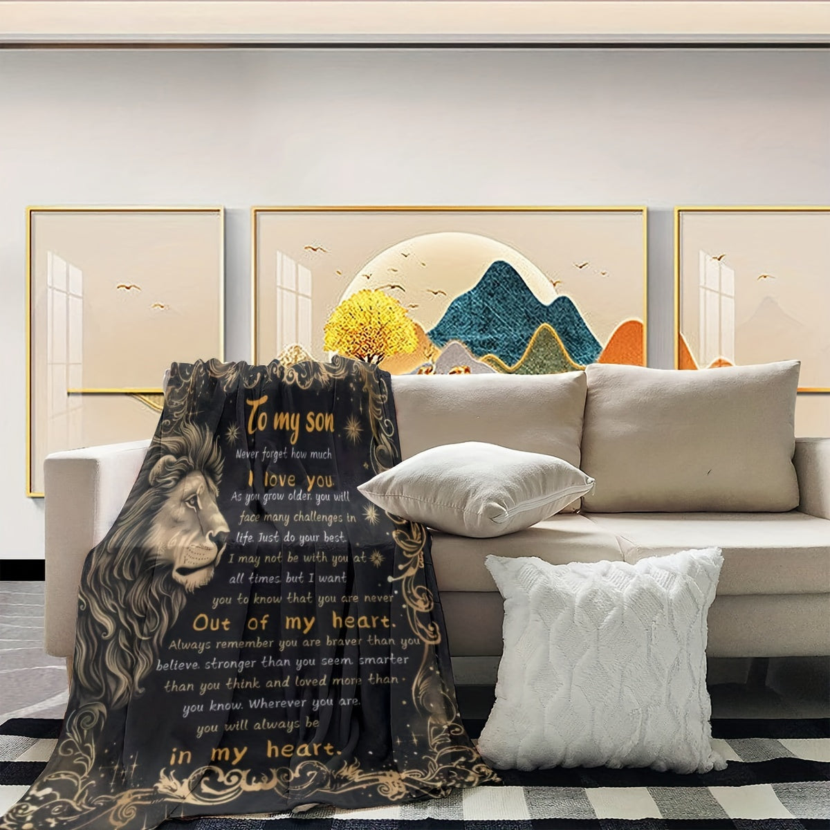 GiftoLuck “To My Son” Flannel Blanket – “Never Forget That I Love You” Inspirational Gift from Mom or Dad