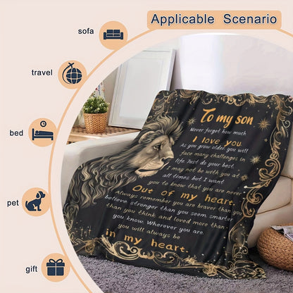 GiftoLuck “To My Son” Flannel Blanket – “Never Forget That I Love You” Inspirational Gift from Mom or Dad