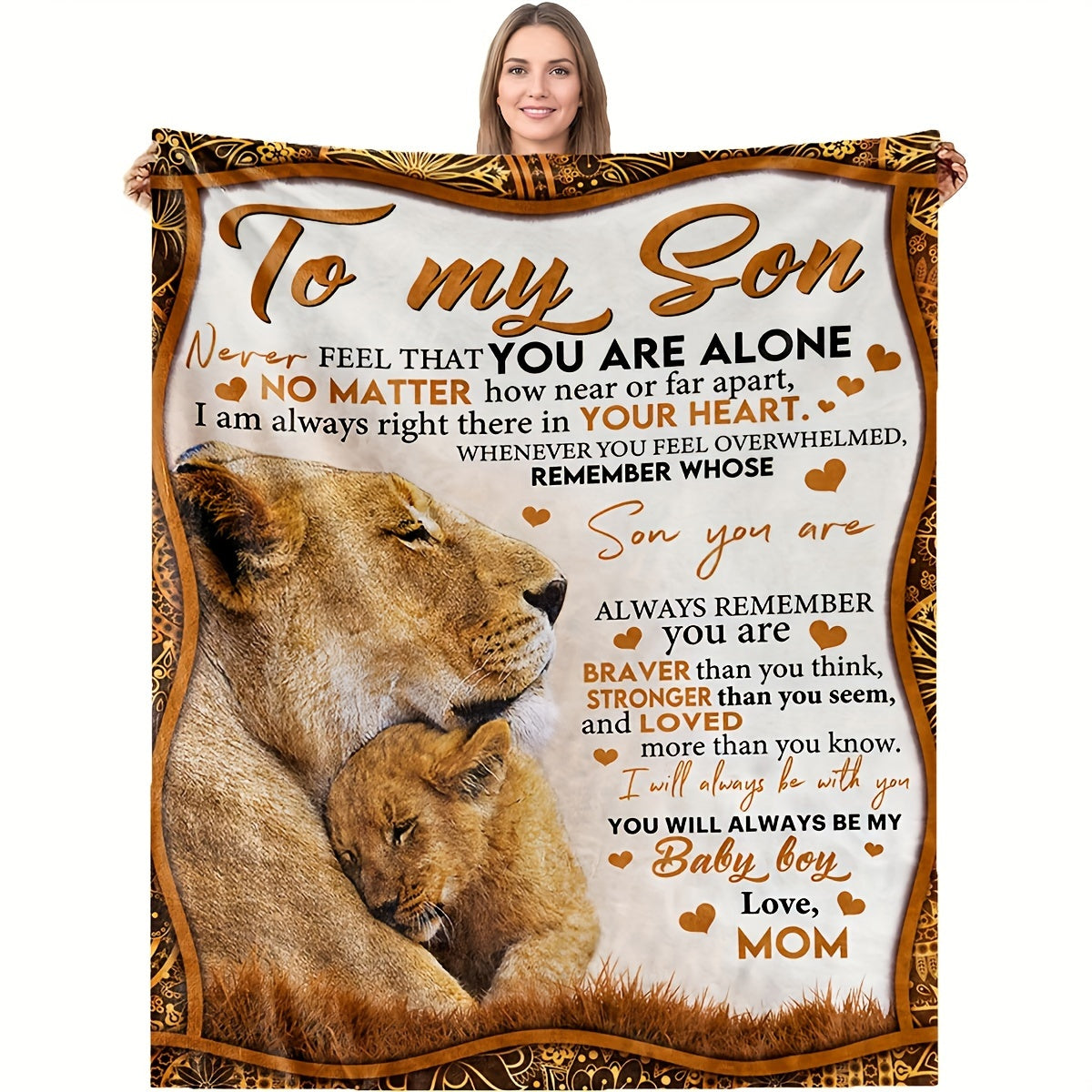 GiftoLuck “To My Son” Flannel Blanket – “Never Forget That I Love You” Inspirational Gift from Mom or Dad