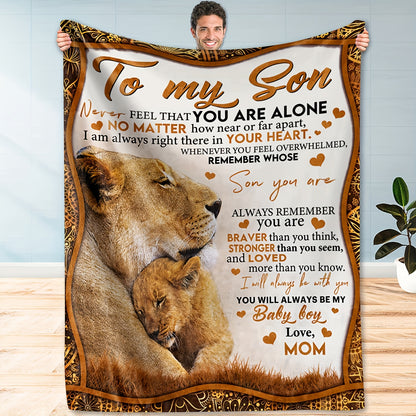 GiftoLuck “To My Son” Flannel Blanket – “Never Forget That I Love You” Inspirational Gift from Mom or Dad