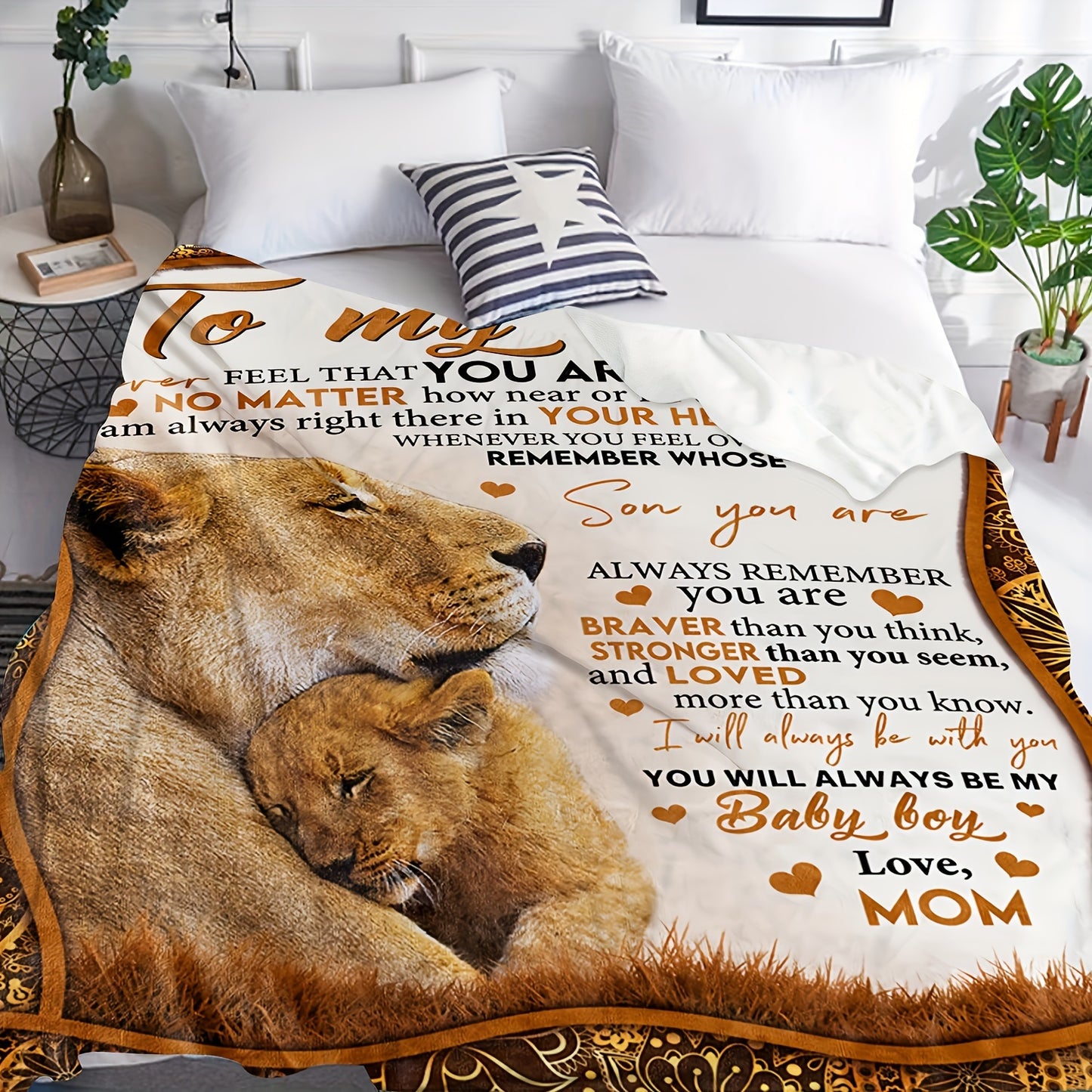 GiftoLuck “To My Son” Flannel Blanket – “Never Forget That I Love You” Inspirational Gift from Mom or Dad