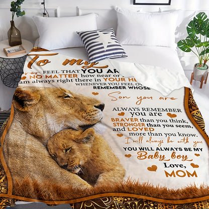 GiftoLuck “To My Son” Flannel Blanket – “Never Forget That I Love You” Inspirational Gift from Mom or Dad