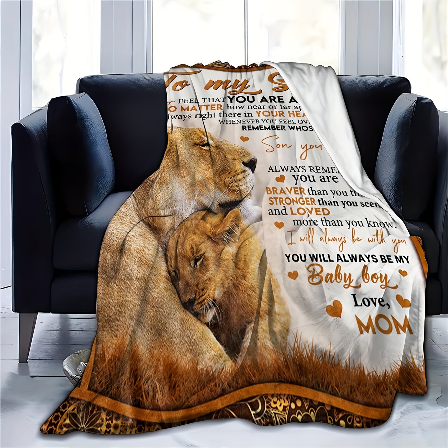 GiftoLuck “To My Son” Flannel Blanket – “Never Forget That I Love You” Inspirational Gift from Mom or Dad