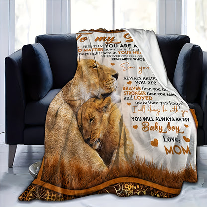 GiftoLuck “To My Son” Flannel Blanket – “Never Forget That I Love You” Inspirational Gift from Mom or Dad