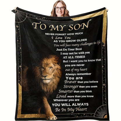 Aonana “To My Son” Lion Flannel Blanket