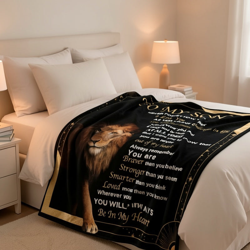 Aonana “To My Son” Lion Flannel Blanket