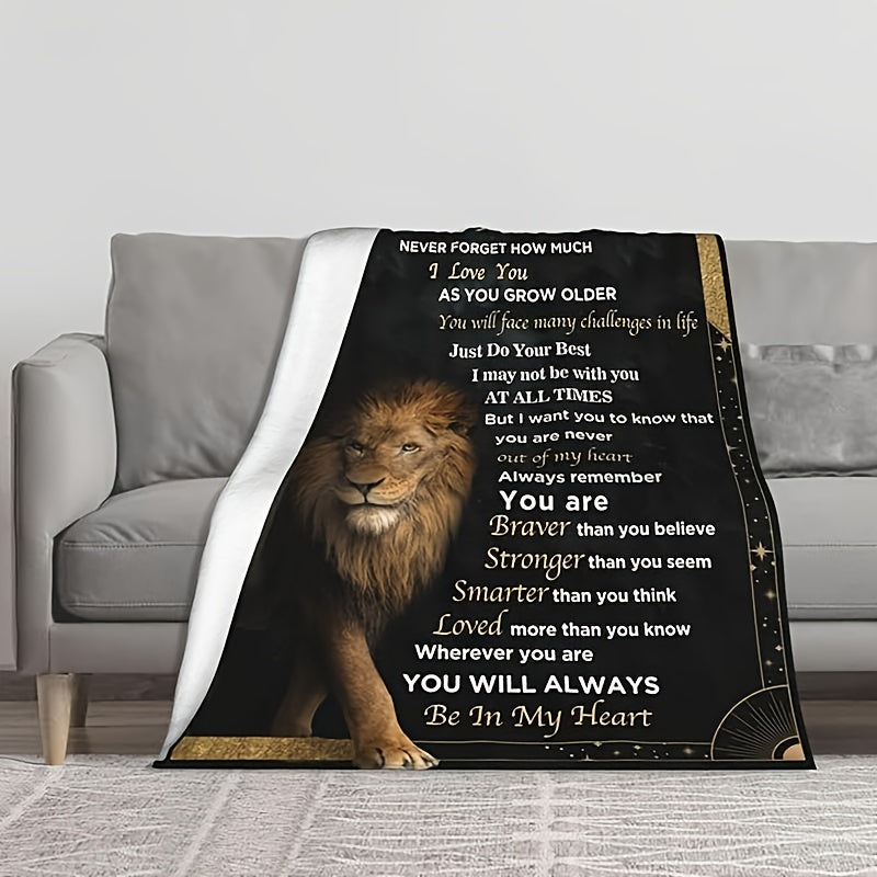 Aonana “To My Son” Lion Flannel Blanket