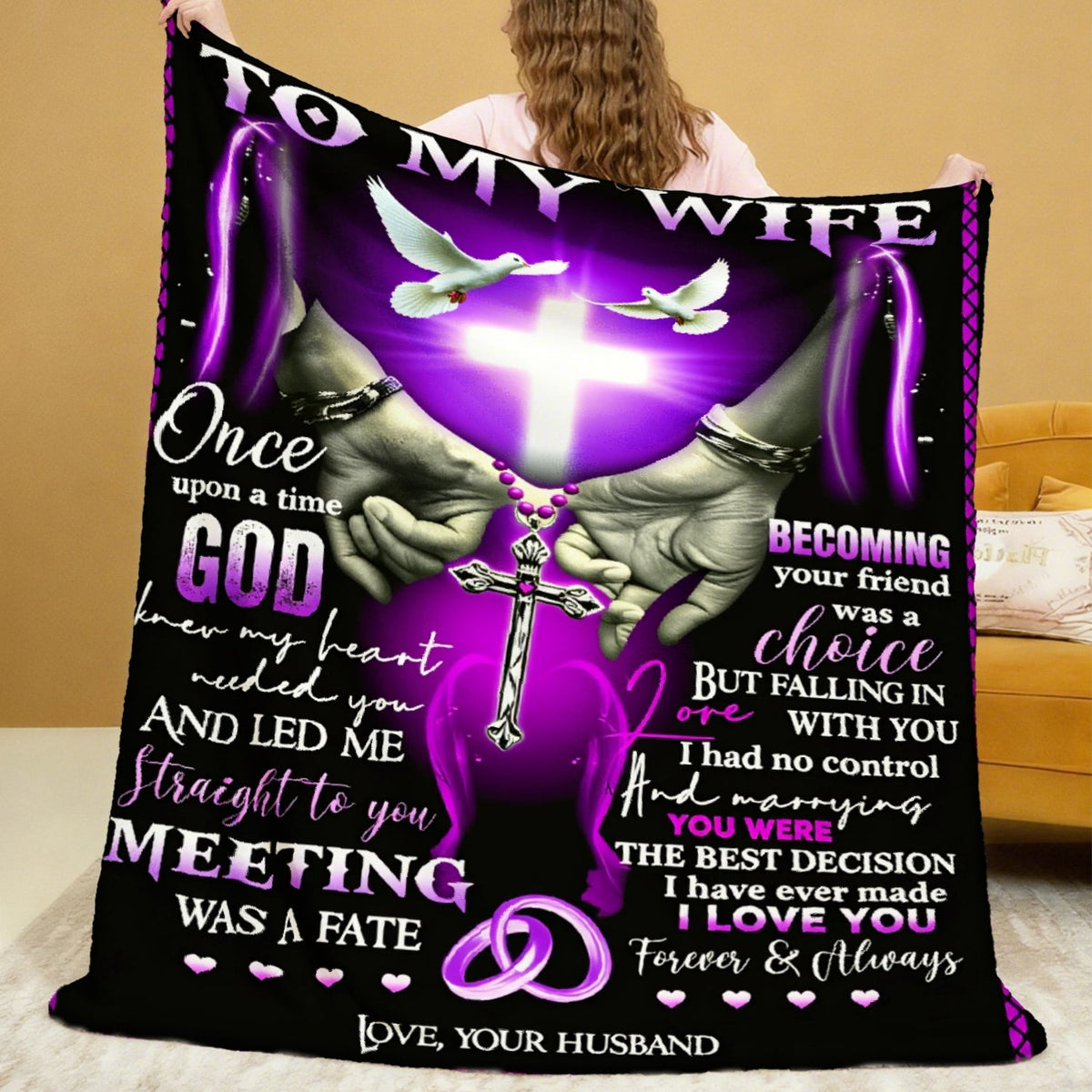 Aonana “To My Wife” Christian Love Message Flannel Throw Blanket