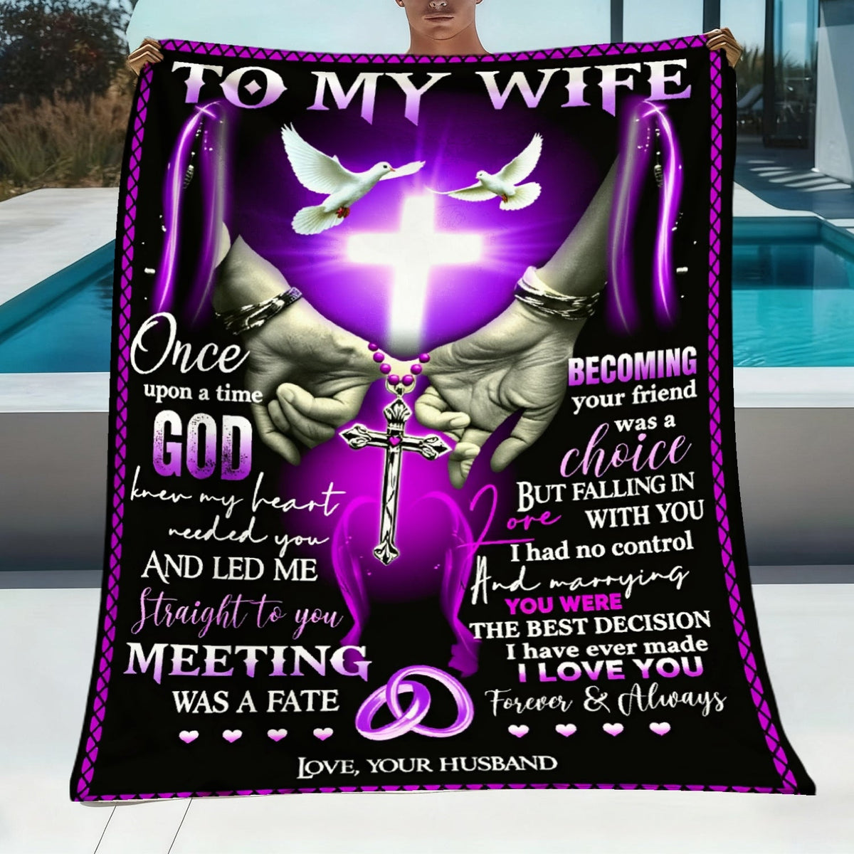 Aonana “To My Wife” Christian Love Message Flannel Throw Blanket