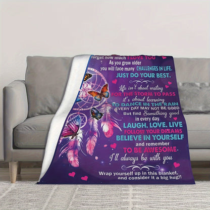 GiftoLuck “To My Granddaughter” Soft and Warm Flannel Blanket – Gift from Grandma to Granddaughter's Birthday or Graduation