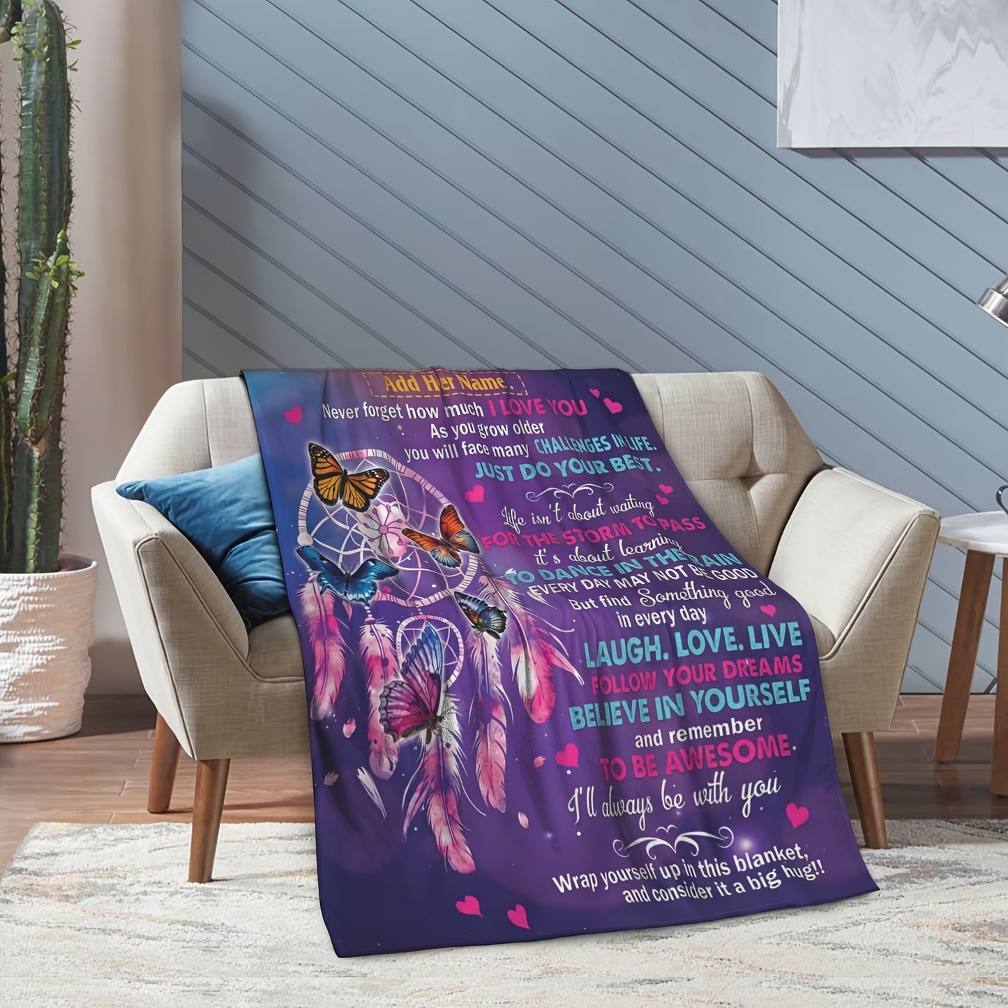 GiftoLuck “To My Granddaughter” Soft and Warm Flannel Blanket – Gift from Grandma to Granddaughter's Birthday or Graduation