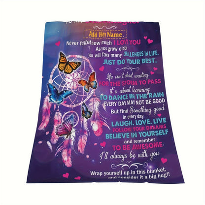 GiftoLuck “To My Granddaughter” Soft and Warm Flannel Blanket – Gift from Grandma to Granddaughter's Birthday or Graduation