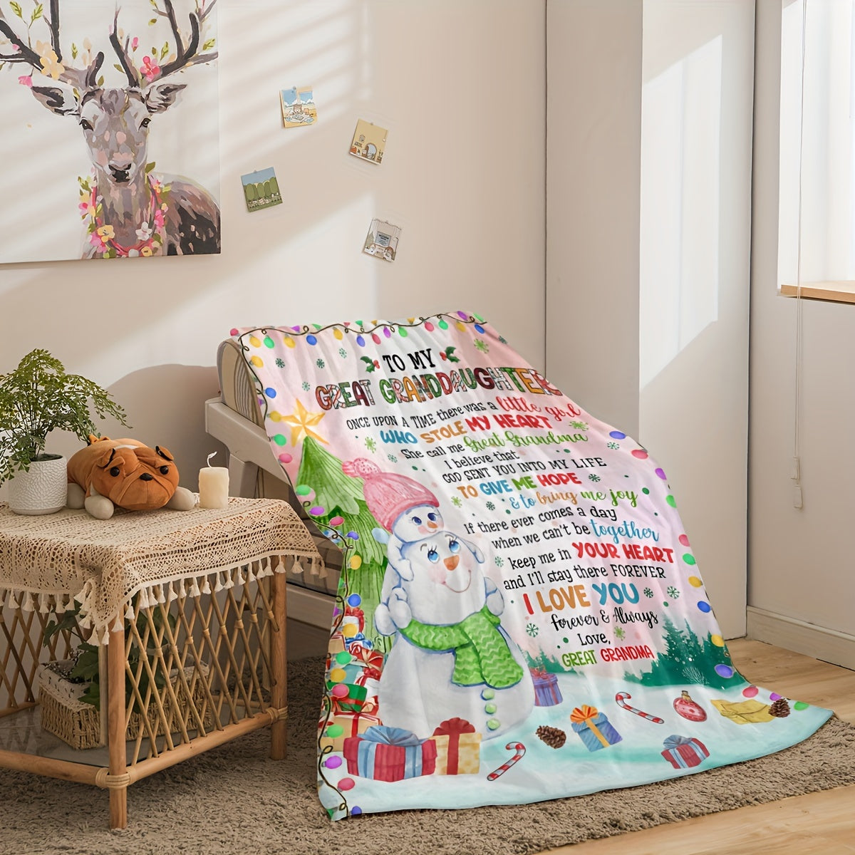 GiftoLuck “To My Granddaughter” Soft and Warm Flannel Blanket – Gift from Grandma to Granddaughter's Birthday or Graduation
