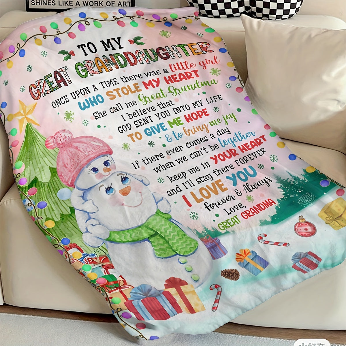 GiftoLuck “To My Granddaughter” Soft and Warm Flannel Blanket – Gift from Grandma to Granddaughter's Birthday or Graduation