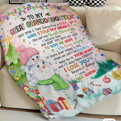 GiftoLuck “To My Granddaughter” Soft and Warm Flannel Blanket – Gift from Grandma to Granddaughter's Birthday or Graduation