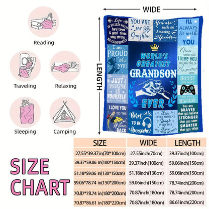 Aonana “To My Grandson” Inspirational Messages Flannel Blanket