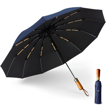 Classic Auto-Opening Umbrella 12-Rib Frame Wooden Handle