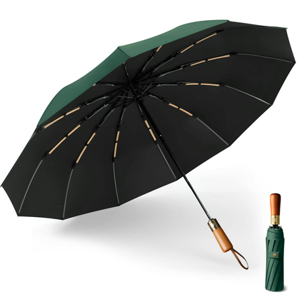 Classic Auto-Opening Umbrella 12-Rib Frame Wooden Handle