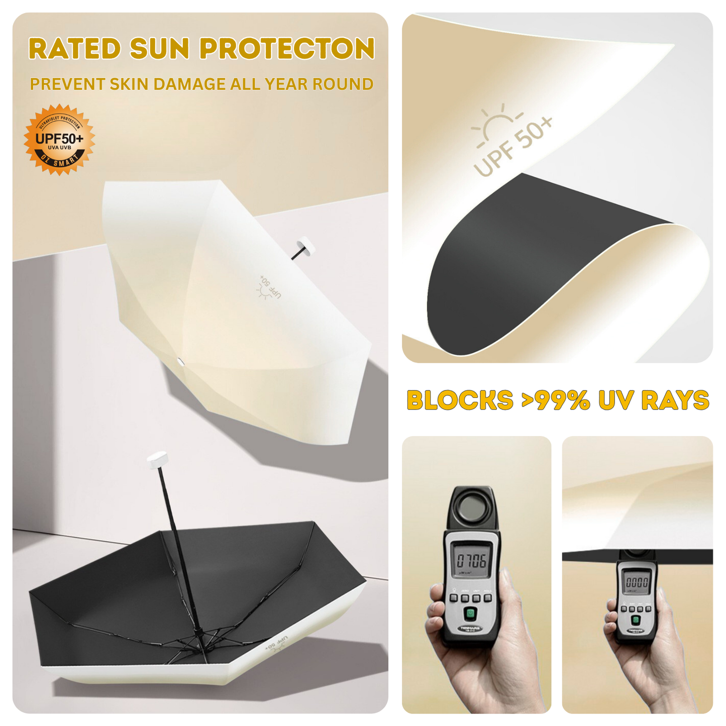 Fade Pocket Mini Umbrella 6-Rib Frame Micro Palm Size