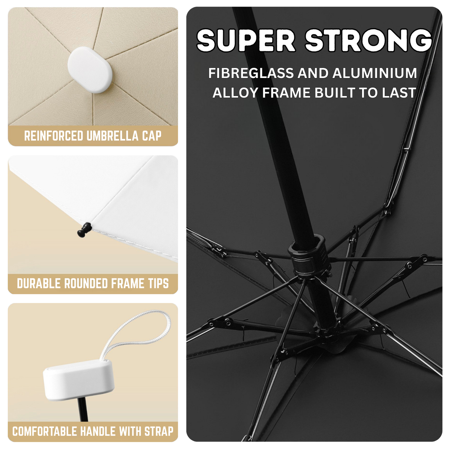 Fade Pocket Mini Umbrella 6-Rib Frame Micro Palm Size