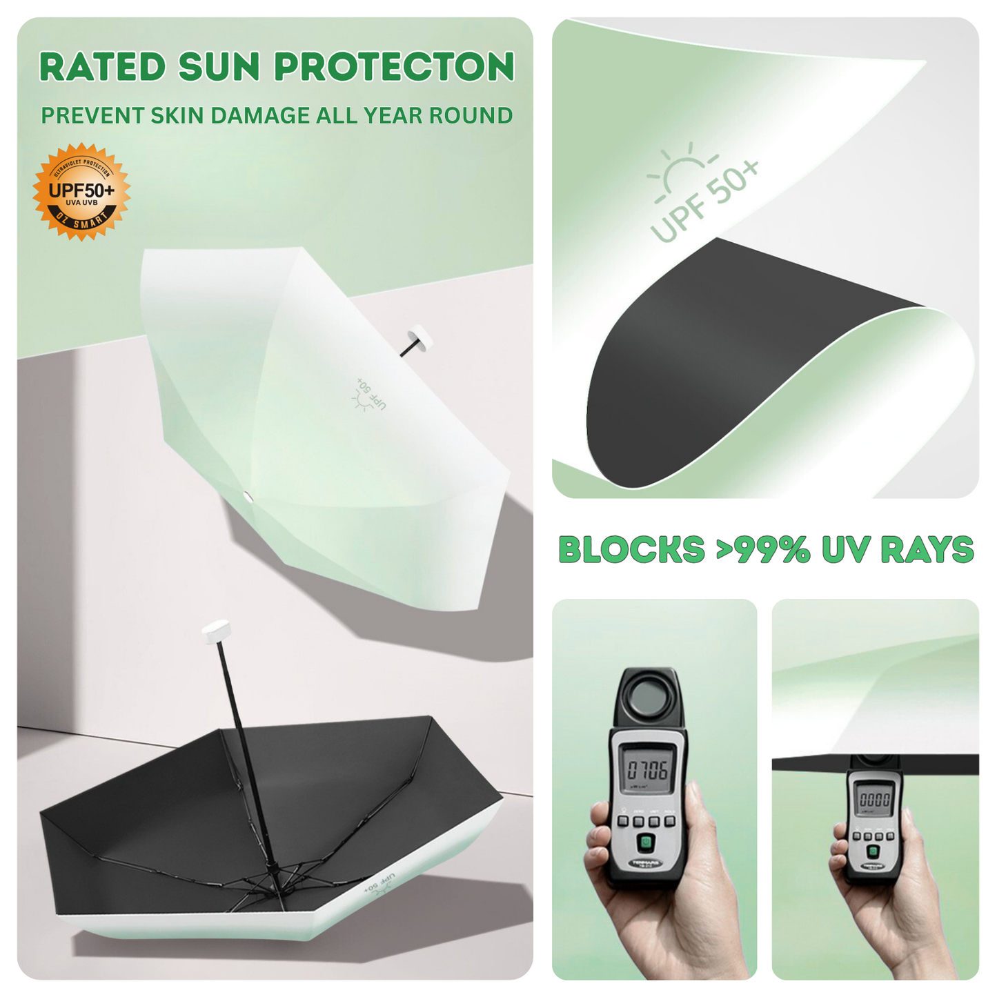 Fade Pocket Mini Umbrella 6-Rib Frame Micro Palm Size