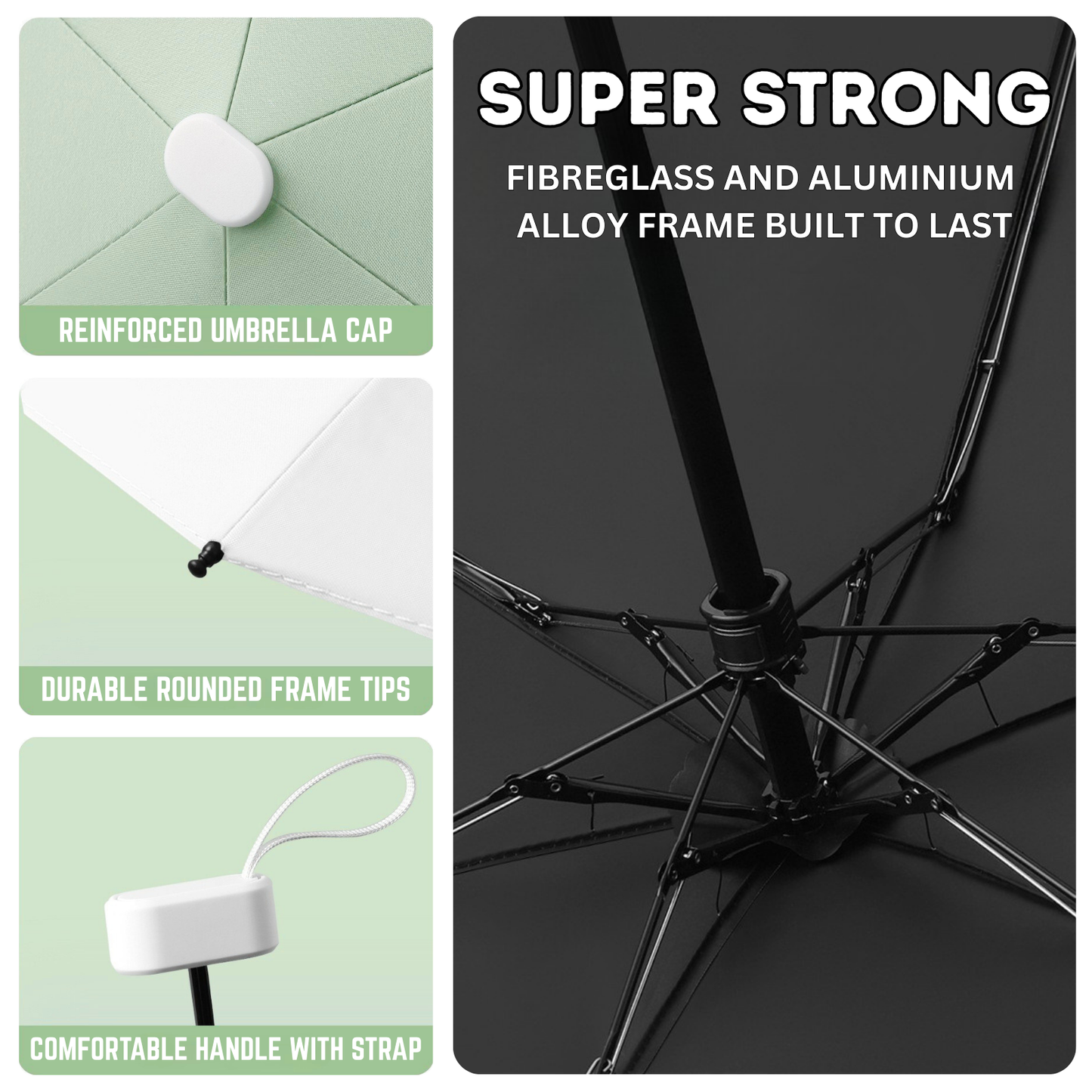 Fade Pocket Mini Umbrella 6-Rib Frame Micro Palm Size