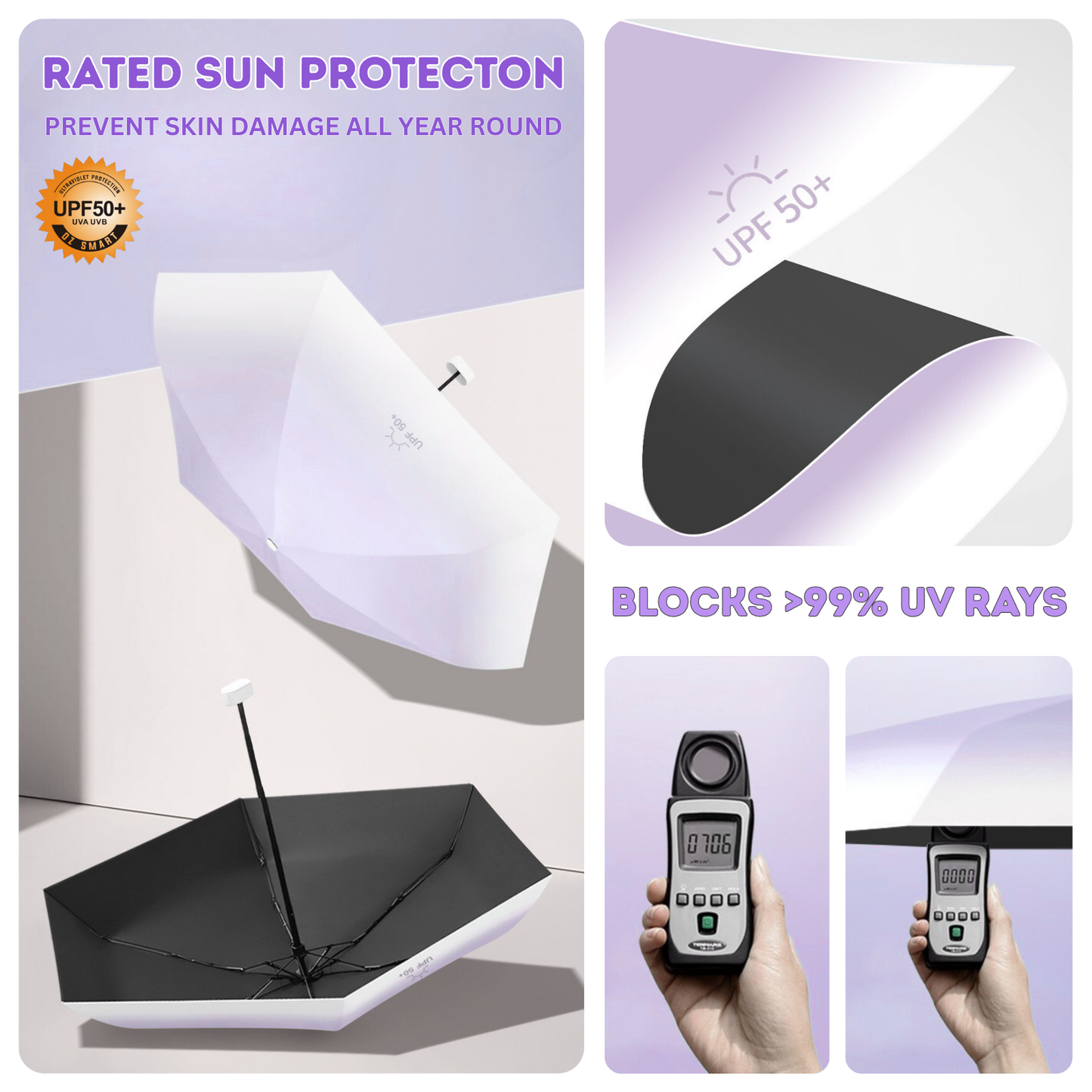 Fade Pocket Mini Umbrella 6-Rib Frame Micro Palm Size