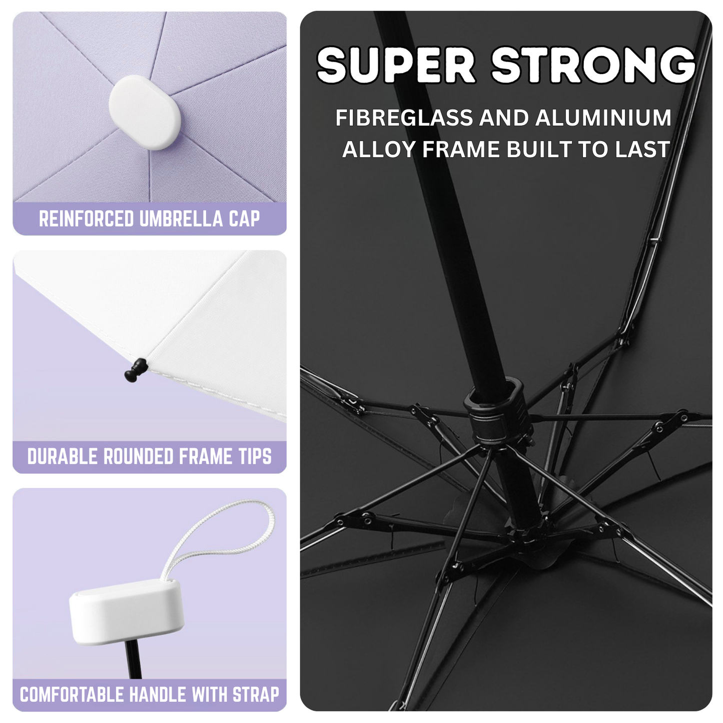Fade Pocket Mini Umbrella 6-Rib Frame Micro Palm Size