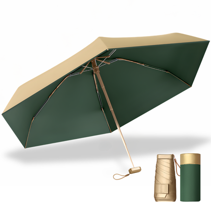 Luxe Gold Pocket Mini Umbrella 6-Rib Golden Frame UPF50+
