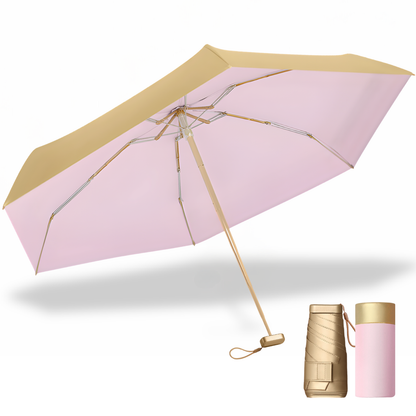 Luxe Gold Pocket Mini Umbrella 6-Rib Golden Frame UPF50+